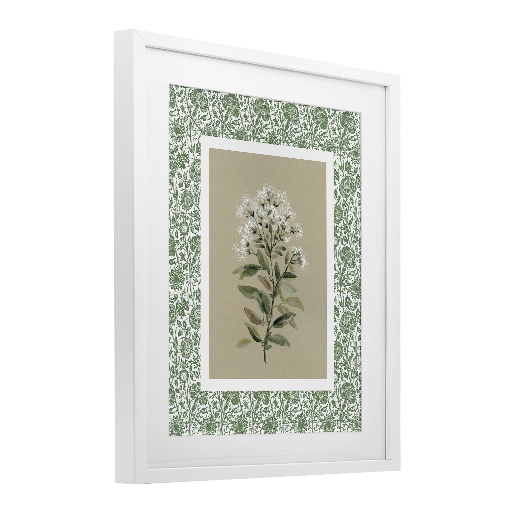 Stupell Industries Plant on Green Botanicals White Framed Print Under Glass, design by Carol Robinson