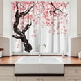 thumbnail image 2 of Ambesonne Japanese Kitchen Curtains, Watercolor Effect Cherry, 55"x45", Black Pink, 2 of 3