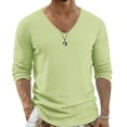 thumbnail image 2 of Men's Casual Solid Color V Neck Pullover Shirt Faddish Long Sleeve Soft Casual Basic T Shirts Lightweight Slim Fit Sports Shirt, 2 of 7