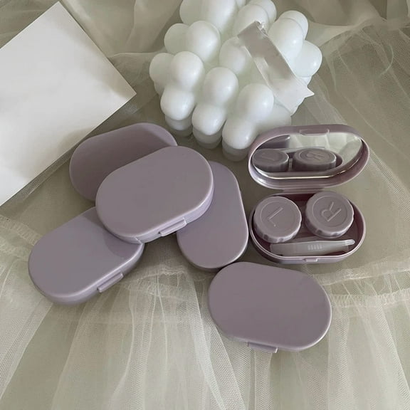 1PC Women Mini Contact Lens Case for Travel Lady Holder Storage Eye Care Container with Mirror Lenses Box Smooth Candy Color