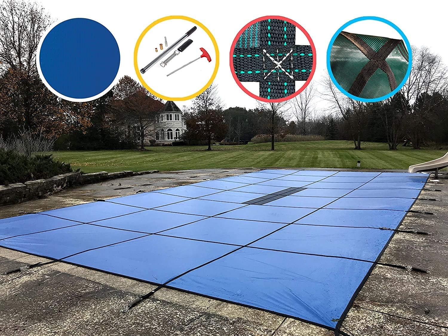 WaterWarden Inground Mesh Pool Safety Cover for a 30’ x 40’ Rectangle Pool, 20-Year Warranty