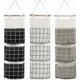 thumbnail image 1 of Hanging Storage Bag with 3 Pockets, Fabric Wall Shelf Basket Storage Pouch Organizer for Bedroom Bathroom Kitchen 3Pcs (Black/Gray/White), 1 of 5
