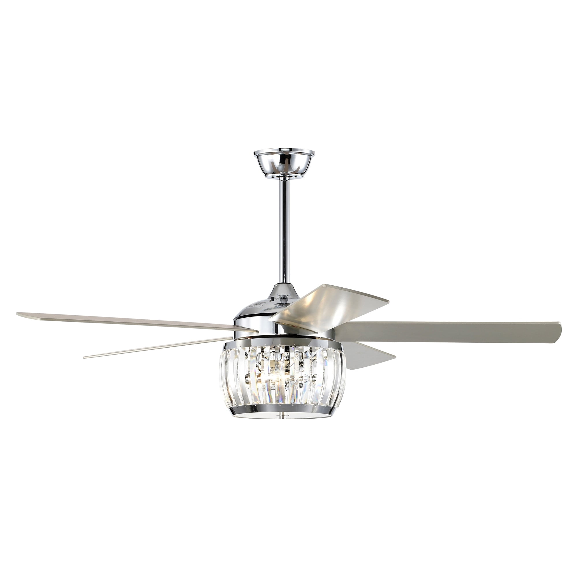 Warehouse of Tiffany Nadire 52 Inch Chrome Polished Finish Glam Style Crystal Ceiling Fan with Remote