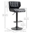 thumbnail image 3 of HOMCOM Adjustable Bar Stools Set of 2 with Footrest Back for Dining Room, 3 of 10
