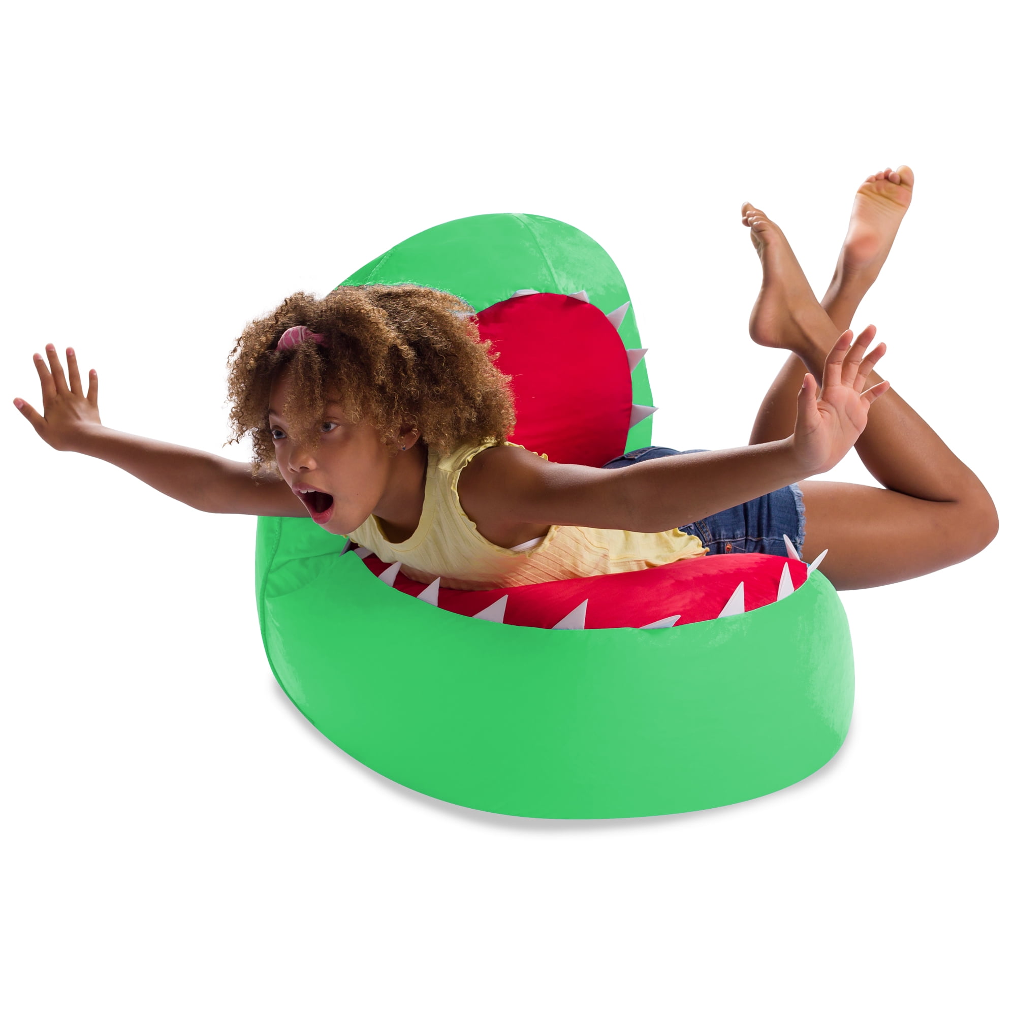 Posh Creations Bean Bag Chair Cover, Soft Shark Lounger, Kids, 2.5 ft, Green