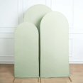 thumbnail image 6 of SAZYY Set of 3 Matte Hunter Emerald Green Spandex Fitted Wedding Arch Covers for 5ft, 6ft & 7ft Round Top Chiara Backdrop Stands | Stretchable Fabric Arch Wraps, Sage Green, 6 of 9