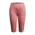 thumbnail image 4 of FYDUU Women Gingham Capris Leggings Casual Knee-Length Checkered Leggings Shorts Slim Fit Plaid Short Pants Soft Stretchy Cropped Trousers Athletic Joggers, 4 of 5