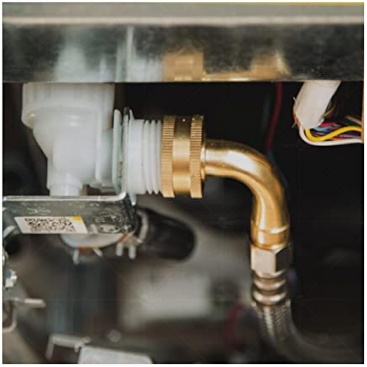 Highcraft 28760-NL Lead Free Stainless Steel Dishwasher Supply Line with Swivel Elbow and with 3/8" x 3/4" Compression and Female Hose Thread Connect, 60"