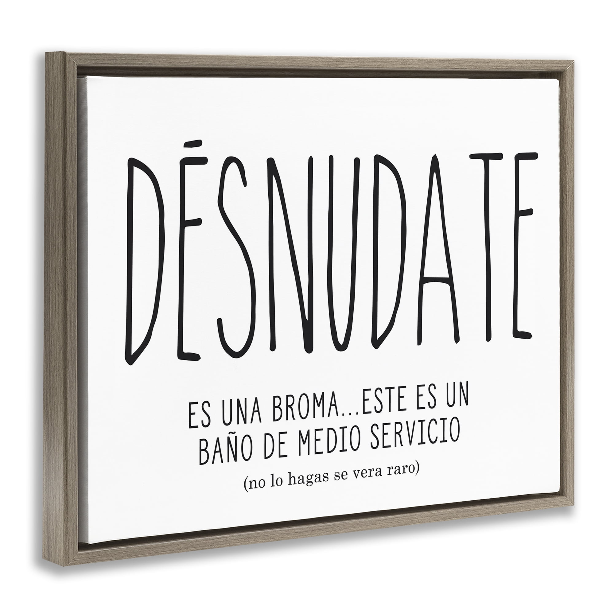 Stupell Industries Desnúdate Broma Para el Baño Bath & Laundry Painting Brown Floater Framed Art Print Wall Art, 31 x 25