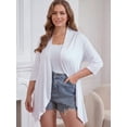thumbnail image 4 of FlorCurve Plus Size Cardigans for Women 3/4 Sleeve Ruffle Cardigans Casual Lightweight Open Front Cover Up, White 3XL, 4 of 6
