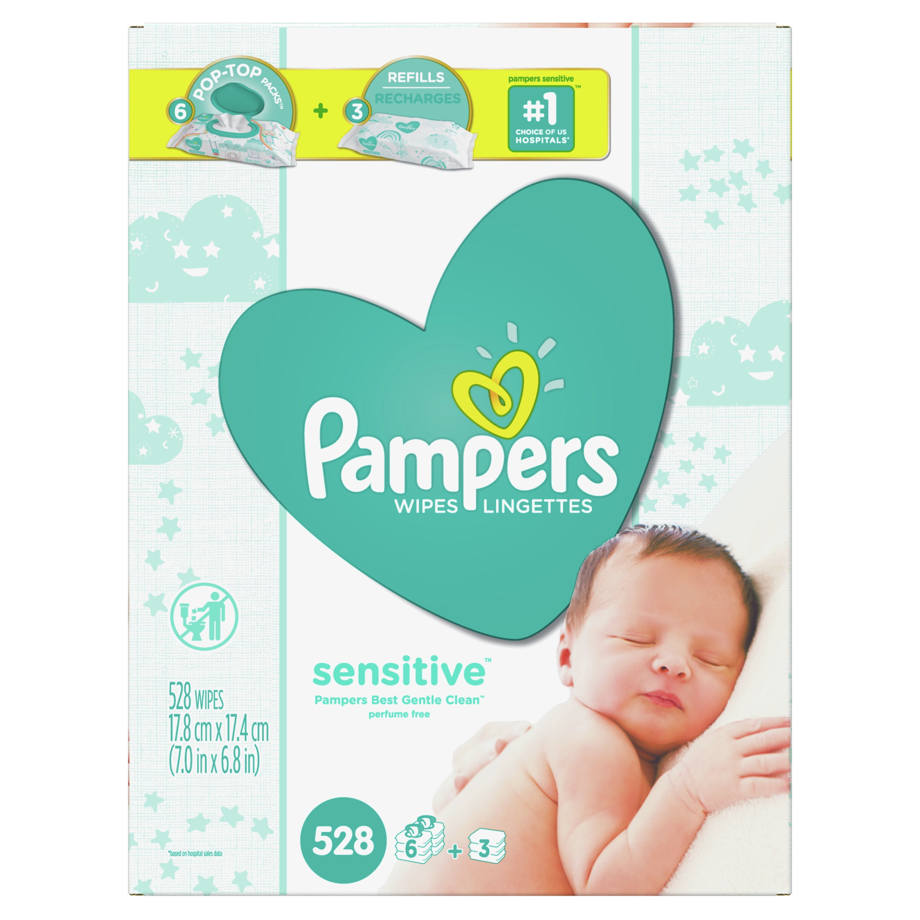 systeem Mew Mew Disciplinair Pampers Sensitive Baby Wipes, 9X Combo Packs, 528 ct - Walmart.com