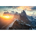thumbnail image 2 of Zheng, Michael 14x11 White Modern Wood Framed Museum Art Print Titled - Sunrise at Seceda, 2 of 4