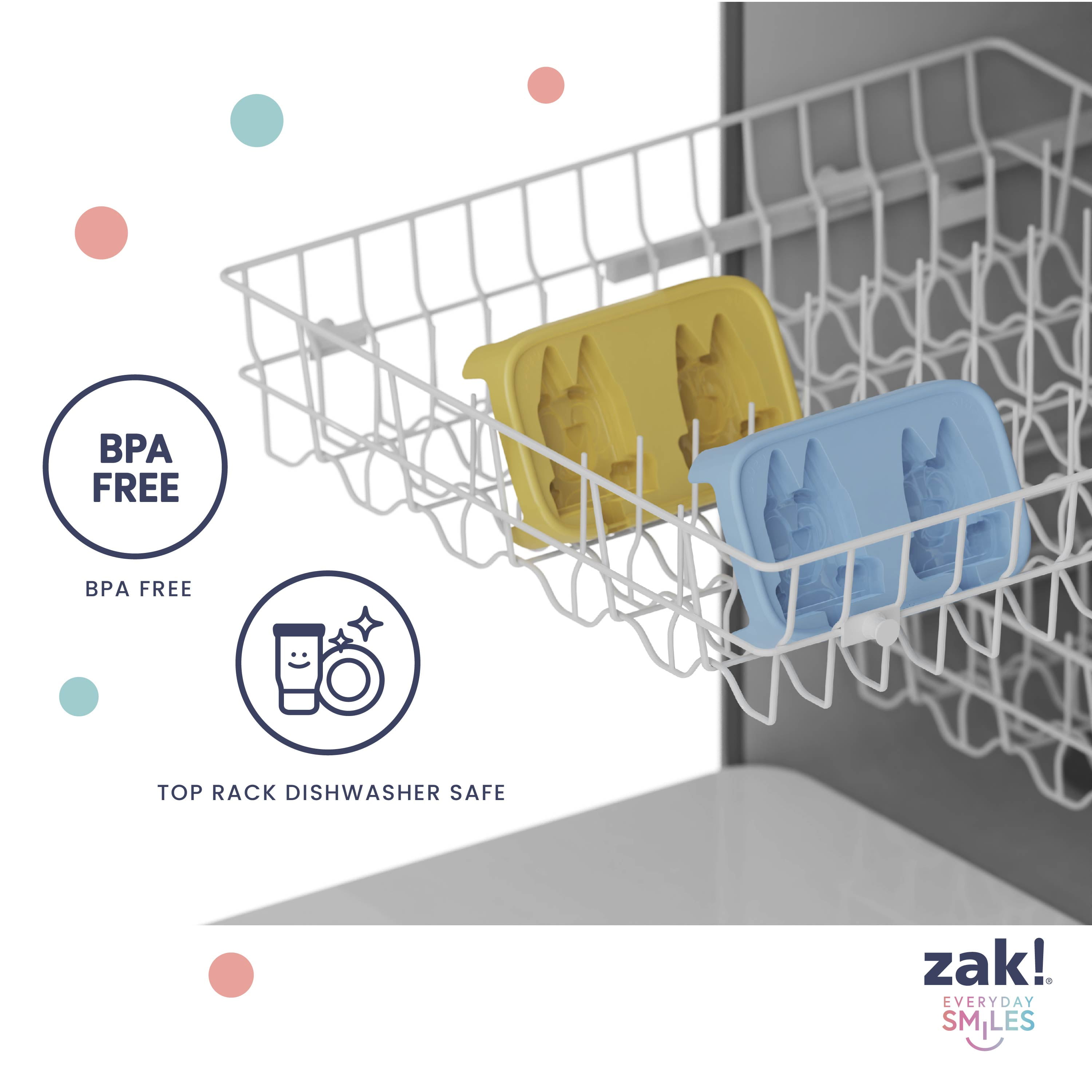 Zak Designs 8 Ice Pop Bluey 4 Pack Stackable Ice Pop Trays, Kids Summer Fun with Bluey, Bingo, Chattermax, and Gnome