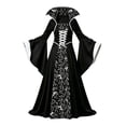 thumbnail image 2 of Girls Medieval Retro Princess Long Dresses Renaissance Costumes Stand-Collar Irregular Long Sleeves Witch Cosplay Outfit White 7-8Years, 2 of 7