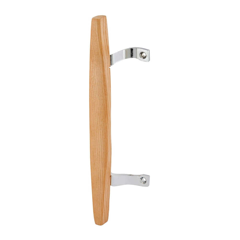 Sliding Glass Door Pull, Wood Handle, Diecast Construction, Chrome
