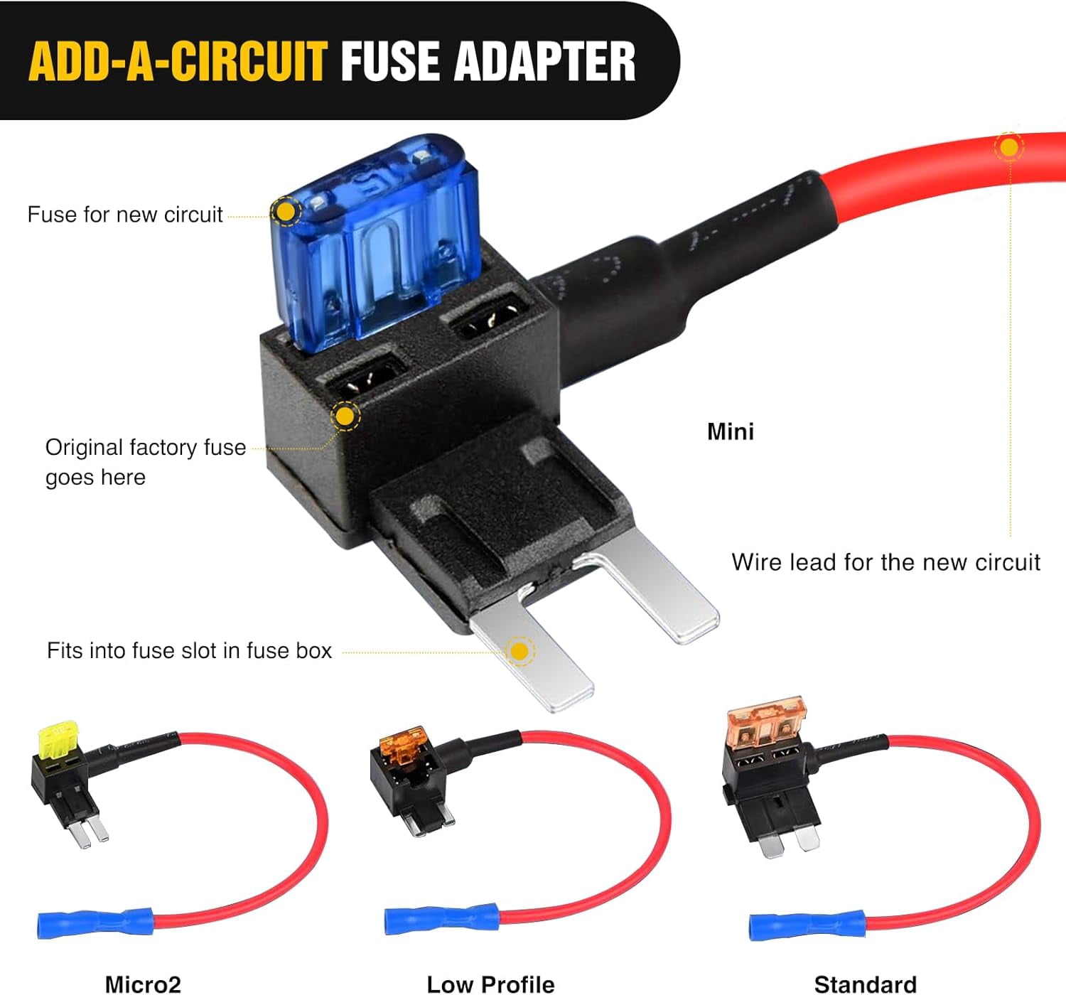 Nilight 24Pcs 12V Automotive Fuse Holder Standard Mini Micro2 and Low Profile 4 Types ATO ATC ATM APM Fuse Holder for Cars Trucks Ships