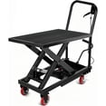 thumbnail image 1 of Hydraulic Lift Table Cart 500 lbs Capacity 28.5 In Single Scissor Lift Table with Non-Slip Pad and Locking Wheels for Material Handling Black, 1 of 7