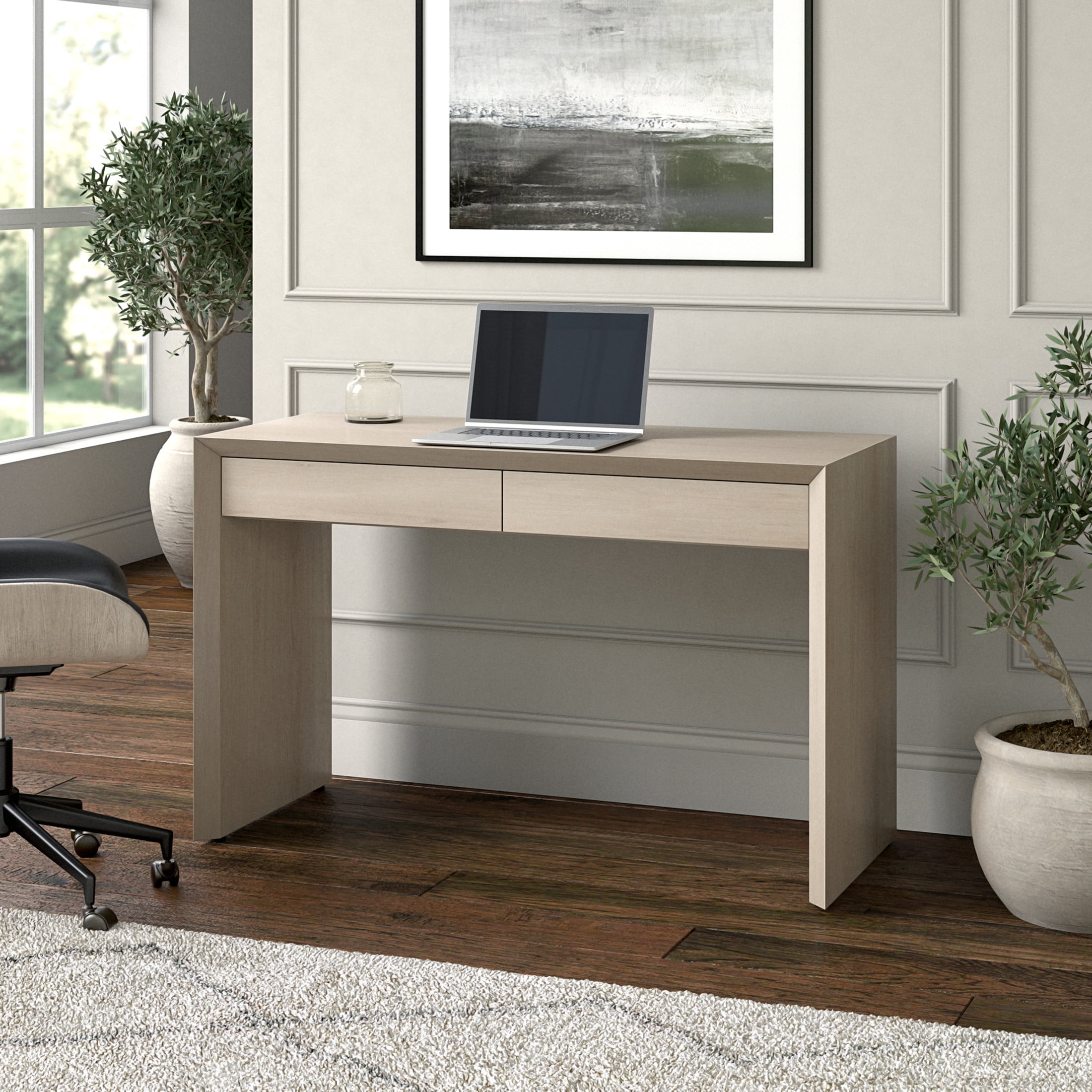Evelyn&Zoe Modern/Contemporary 48" Wide Alder White Home Office