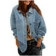 thumbnail image 1 of Chaqueta vaquera de manga larga sin capucha y abrigos de mezclilla de color liso para mujer Chaqueta vaquera de manga larga con botones y bolsillo Abrigo superior para mujer, 1 of 6