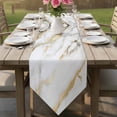 thumbnail image 6 of Modern White Gold Table Runner Linen Burlap Table Runner 72 Inches Long Abstract Marble Geometric Dresser Scarves for Kitchen Island Coffee Dining Room Party Wedding Banquet Holiday Decor 18"x72", 6 of 8