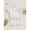 thumbnail image 4 of Musuos Toddler Baby Summer Clothes 6 12 18 24M 3T Solid Color Short Sleeve Round Neck T-Shirt with Shorts 2Pcs Outfit, 4 of 10