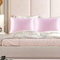 thumbnail image 2 of PiccoCasa Satin Pillowcases Standard Pillow Covers Set of 2, King Pink, 2 of 8