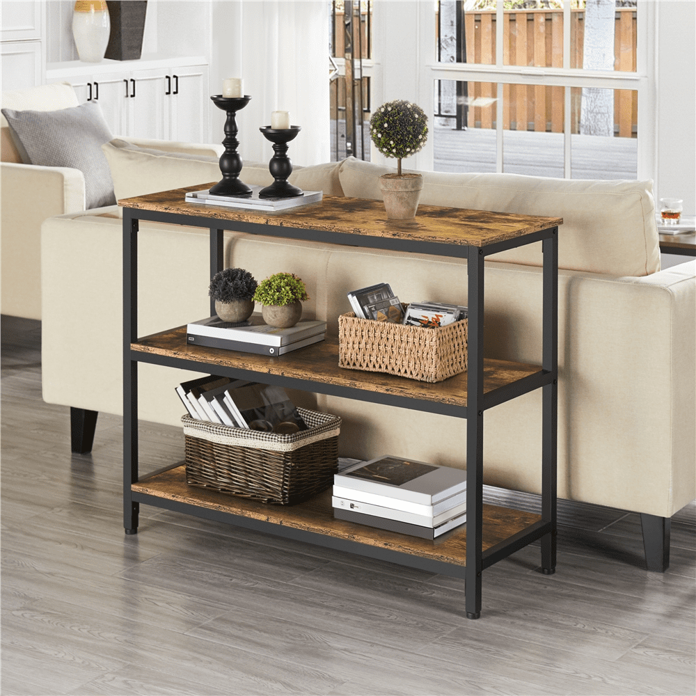Renwick Industrial Wooden Console Table for Entryway Living Room, Rustic Brown