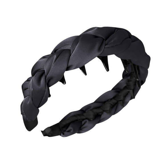 Textured Hair Band Wavy Headband With Teeth Comb Fabric Wrapped Hair Accessory For Women Girls Black Plastic Hair Holder Stylish Headwear Hair Clip Holder Fashion Hairpiece School Use Blac