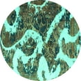 thumbnail image 1 of Ahgly Company Indoor Round Oriental Turquoise Blue Modern Area Rugs, 6' Round, 1 of 4