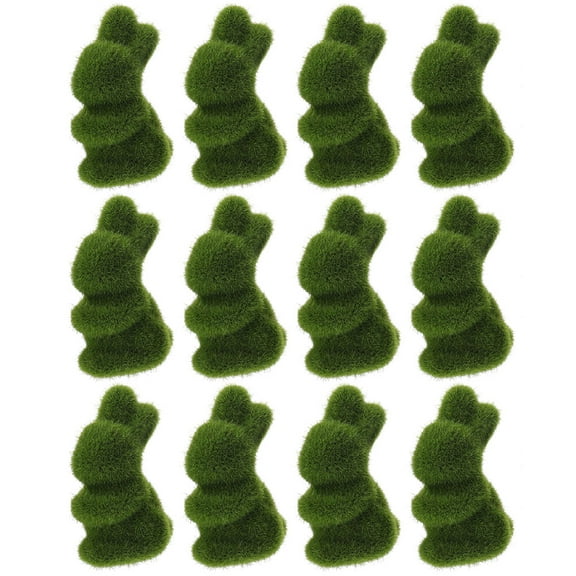 ELAYARD 12Pcs Imitated Rabbit Crafts Green Decorative Easter Rabbit Ornament for Desktop Decoration