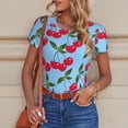 thumbnail image 4 of Goofa Cherry Printed Women Rash Guard Short Sleeve,Tummy control Swimsuit Surfing Swimsuit Bathing Suit One Piece Swimsuit UPF 50-XX-Large, 4 of 9