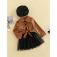 thumbnail image 3 of Bagilaanoe Little Girl Dress PU Leather Long Sleeve A-line Princess Dresses + Hat 3T 4T 5T 6T 7T Kid Patchwork Tulle Skirt, 3 of 8