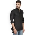 thumbnail image 3 of eloria Indian Traditional Black Thread Work Solid Cotton Blend Kurta For Men's, 3 of 7