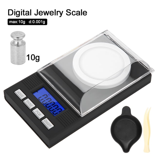 Mini báscula portátil de joyería de bolsillo de 0,001 g de alta precisión con pantalla digital LED (10 g)