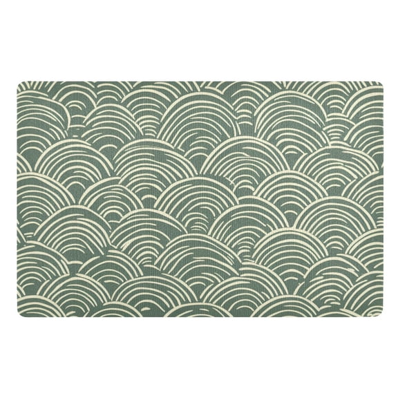 Yayeee Doormat for Indoor Entrance 32" x 20" Non Slippery Floor Rug, Retro Green Abstract