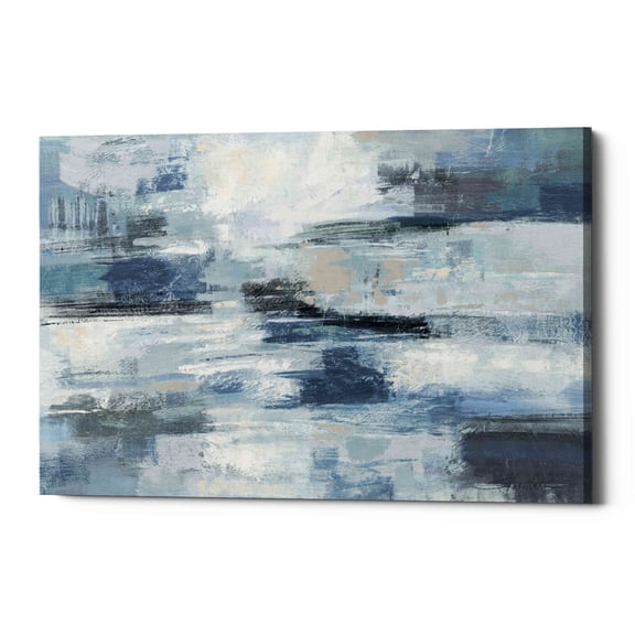 "Clear Water Indigo and Gray" by Silvia Vassileva, Giclee Canvas Wall Art, 12"x18"