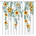 thumbnail image 2 of Eucalyptus Leaves Shower Curtain Watercolor Sunflower Floral Botanical Nature Fabric Bathroom Curtains Decor Set with Hook(72" Wx84 H), 2 of 3