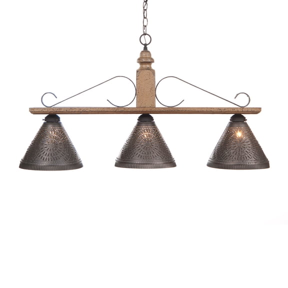 Irvins Country Tinware Wood Wellington Large Island Light in Pearwood