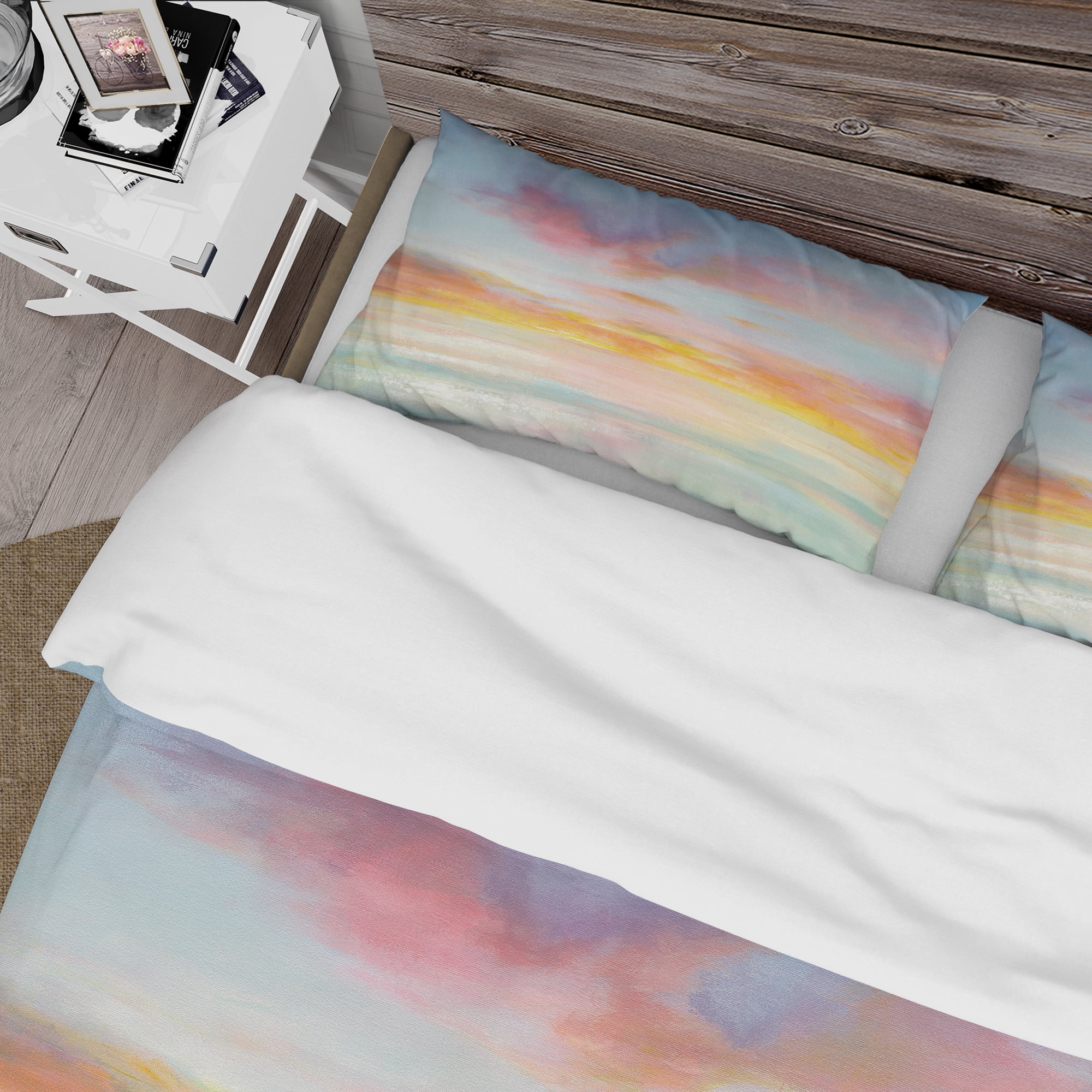 Designart 'Pastel Pink And Blue Clouds' Traditional Duvet Cover Set