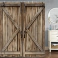 thumbnail image 2 of Wooden Barn Door Shower Curtain, Rustic Wooden Garage Door Shower Curtain Vintage Wood Farmhouse Shower Curtain, Country Barn Door Shower Curtain with Hooks, 72X72 Inch, Brown, 2 of 3