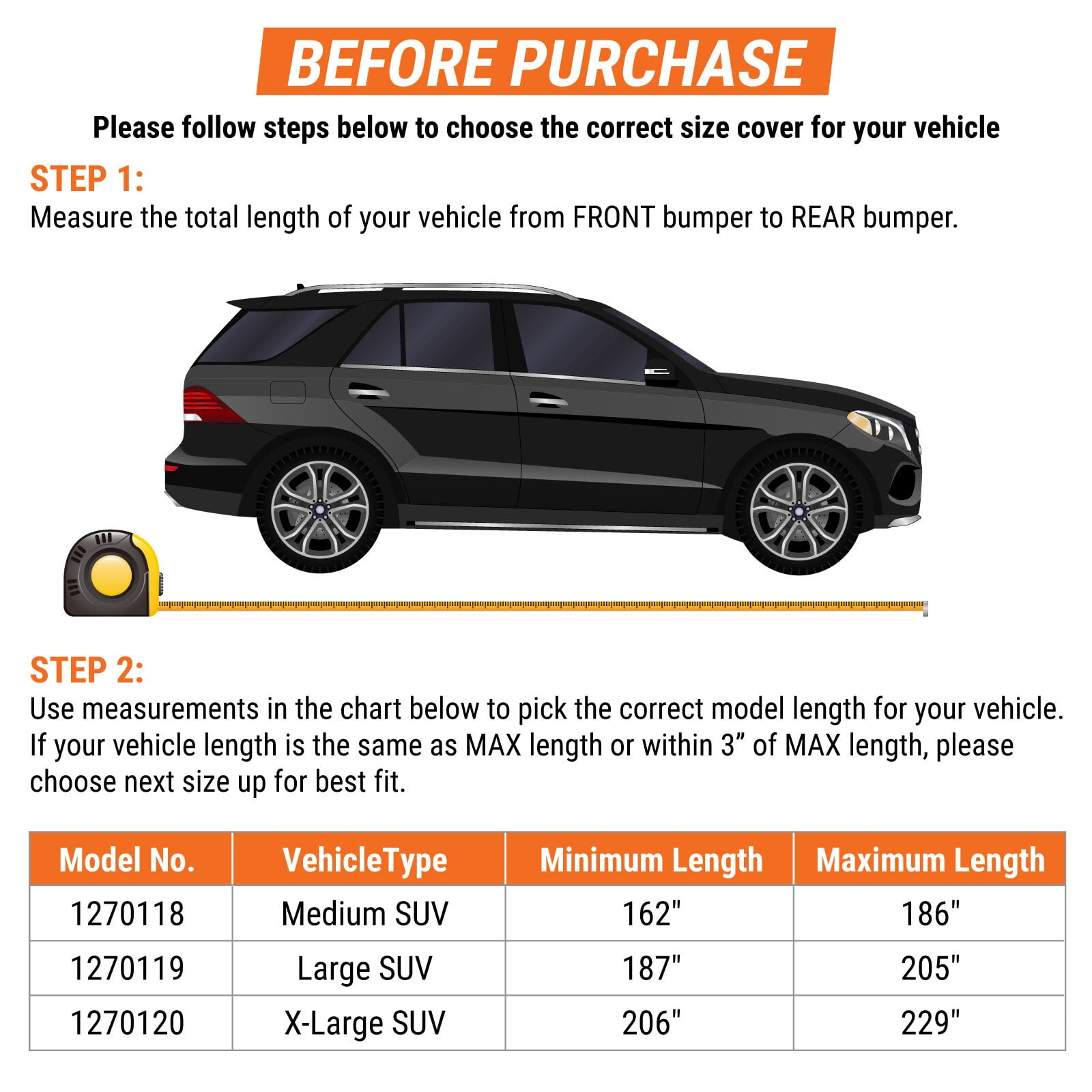 Armor All SUV Cover, Heavy Duty All Weather Protection, Fits SUV Length up to 229", Grey