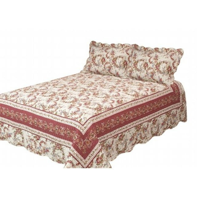 Patch Magic QQOLRC Vieille Couronne Rose Queen Courtepointe avec 3 Pièces Coussin Shams Set- Colonial Rose