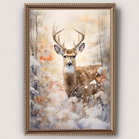 Reindeer Prints Animal Poster Winter Canvas Wall Art 3 Piece Nordic Christmas Snow Covered Trees Home Decor Artwork Christmas Wall Art Reindeer Poster Print Nordic Room Decor 16x24inchx3 Unframed