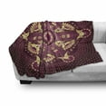 thumbnail image 3 of Purple Mandala Soft Flannel Fleece Throw Blanket, Iranian Middle Eastern Retro Floral Motif, Cozy Plush for Indoor and Outdoor Use, 50" x 70", Dried Rose Yellow, by Ambesonne, 3 of 6