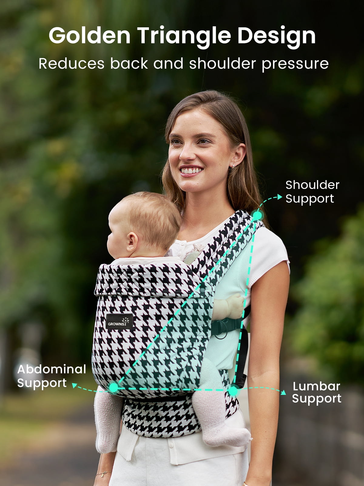 Grownsy Baby Carrier for Newborn to Toddler, Ergonomic, Comfortable and Lightweight, Hands-Free, Head Support, 7-44lbs, Perfect for Travel and Hiking