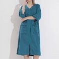 thumbnail image 4 of Defitshape Women's Waffle Robe Lightweight Zip Up Bathrobe Zipper Housecoat Duster Robe Casual House Coat Nightgown 3/4 Sleeve Housedress Side Split Pockets Green Medium, 4 of 4