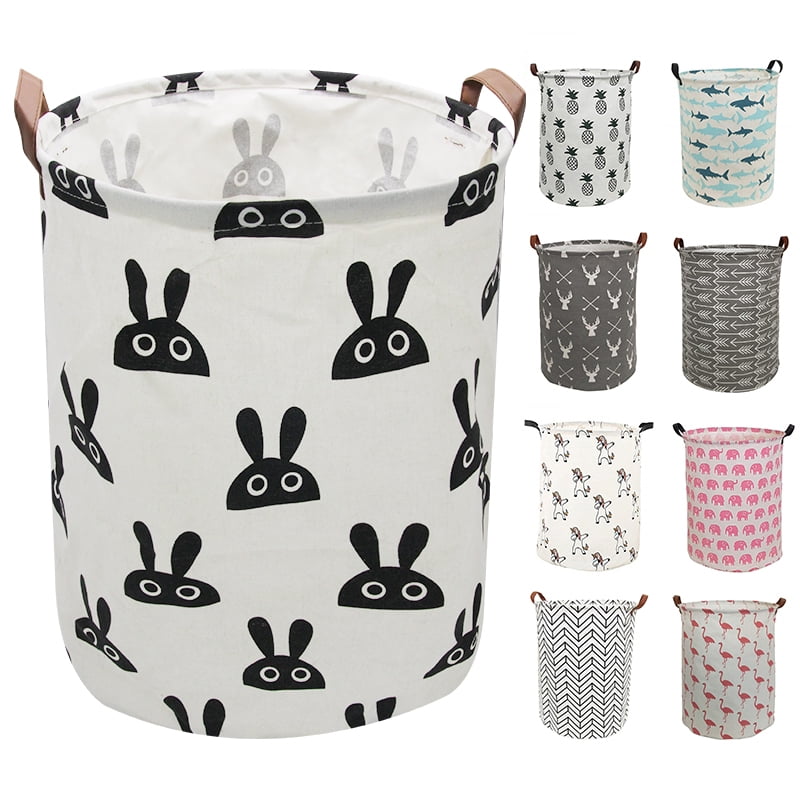 Green Mziart Collapsible Laundry Basket Floral Printing Large Laundry Hamper for Baby Girls Kids Toys Clothes Organizer Foldable Storage Bin Waterproof Canvas Nursery Storage Basket with Handles
