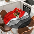 thumbnail image 2 of Abstract Beach Round Fitted Table Cover Aesthetic Grey to Red Gradient Waterproof Table Cloth with Elastic Edge Wipeable Tablecloth for Picnic Camping Party Fits 55"-60" Diameter, 2 of 8