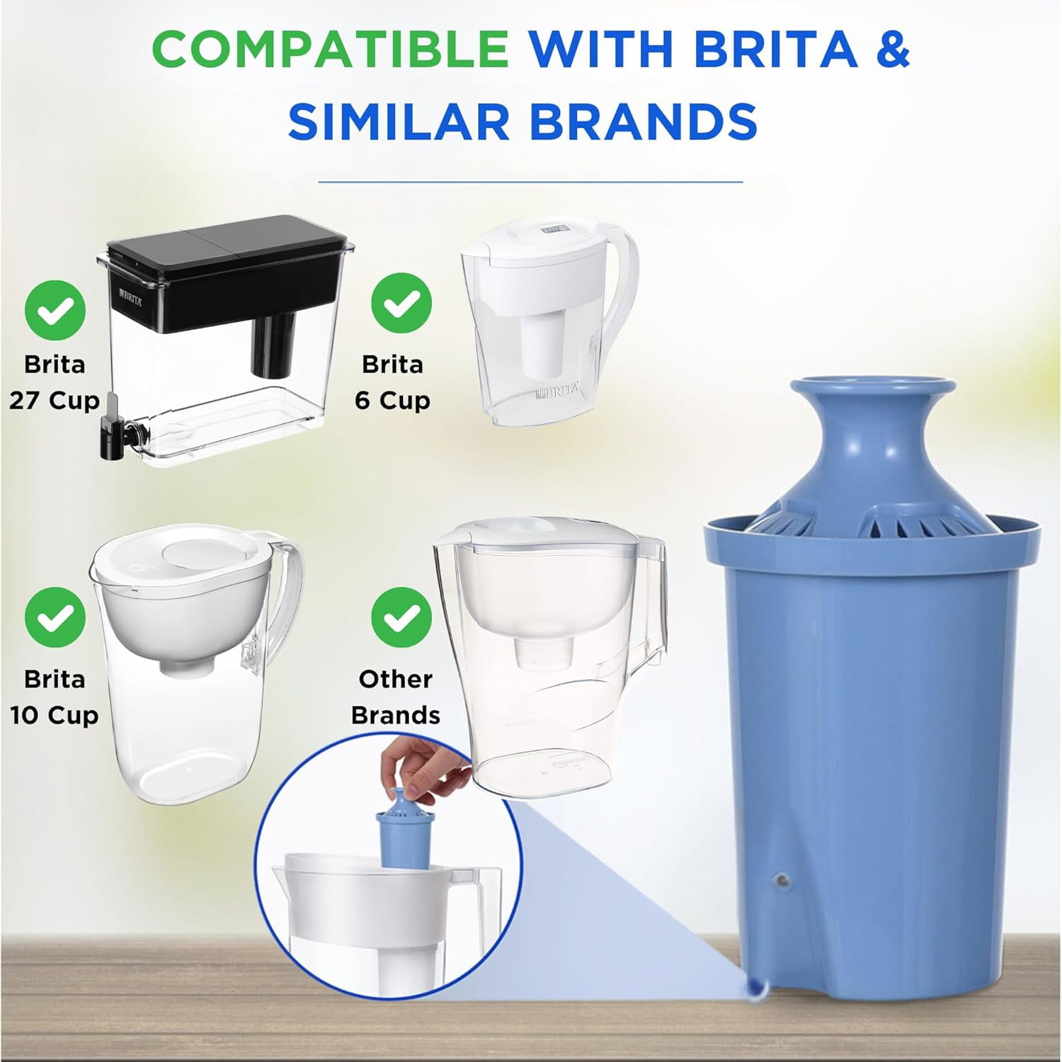 Joey'z Long Lasting Water Filters Compatible Brita Filter Replacement - Reduces Lead, 12 Month Supply - Compatible with Brita Elite Water Filter
