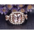 thumbnail image 2 of HeartsAndYou 3ct Natural Peach Morganite Engagement Ring 14k SOLID Rose Gold Halo Wedding, 2 of 9